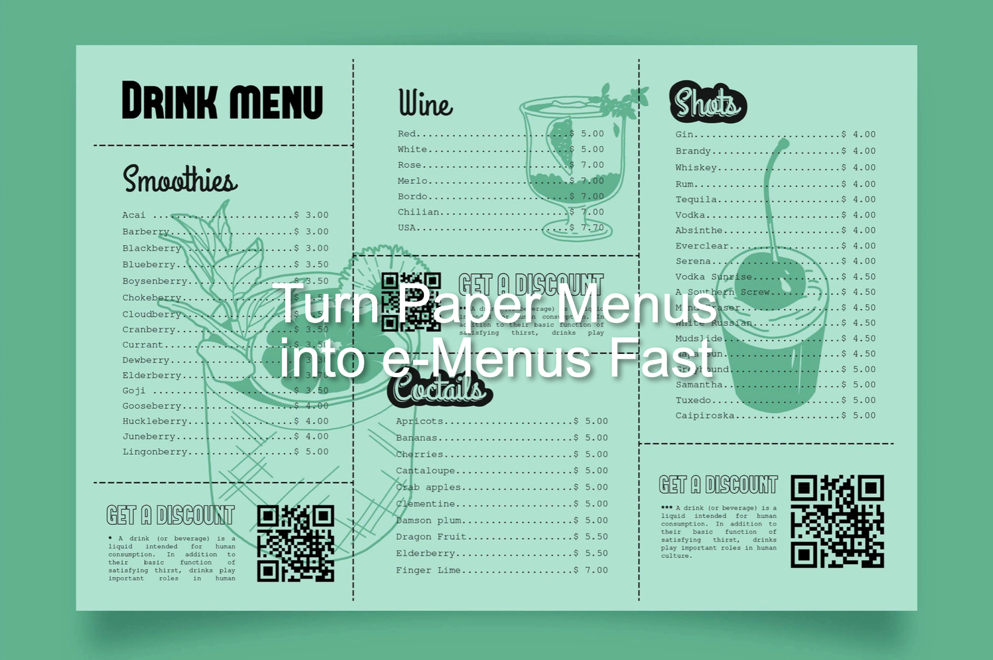 Turn paper menus into e-menus fast